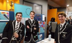 Dominic Young, Phillip Langshaw and Thomas Newham selling raffle tickets at the Asylum Seekers Centre Improv night 2018