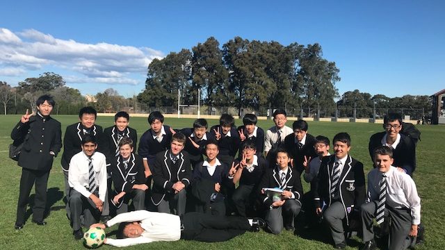 Ten boys from Japan visited Newington on exchange, and enjoyed a soccer game on Old Boys oval